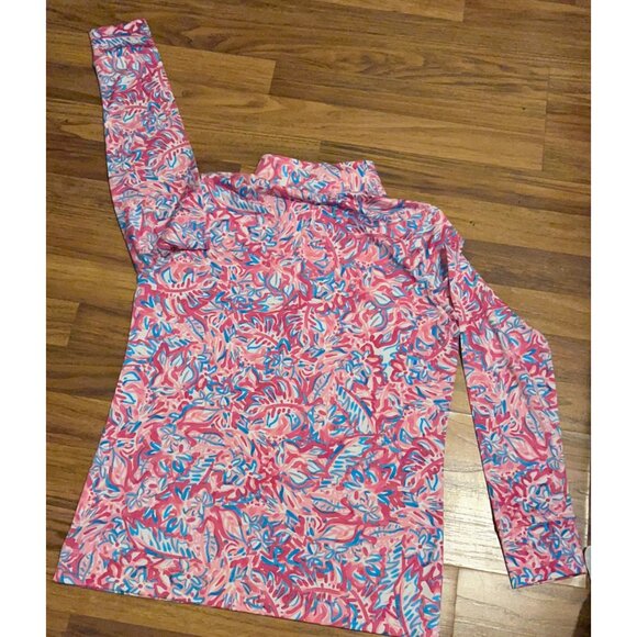 STELLA PARKER Pink Floral Top Women's Sz S Activewear 1/4 Zip Shirt Long Sleeve - Picture 2 of 11